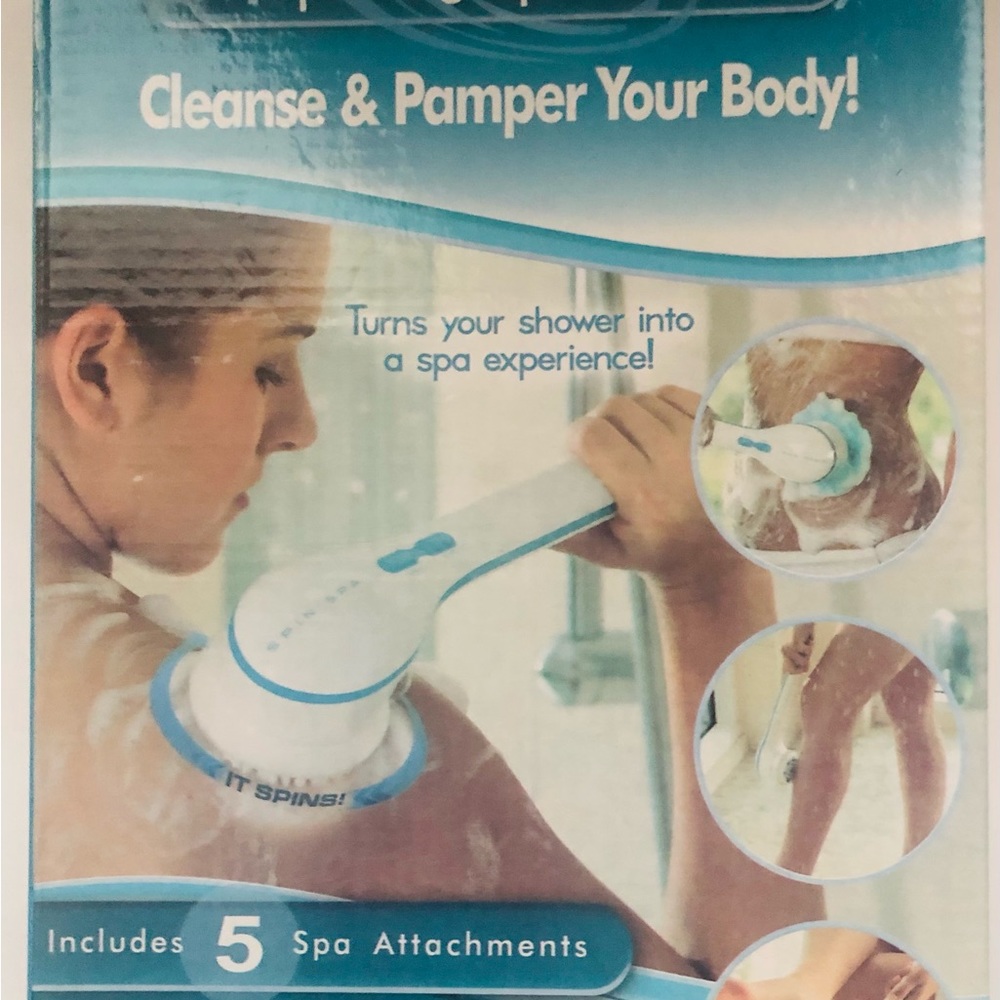 Spin Spa Body Brush/Spinning Spa Brush with 5 Attachments
